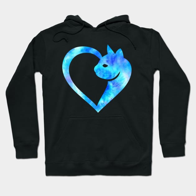 Tie Dye Cat Lover Heart Hoodie by DawncoeDesign